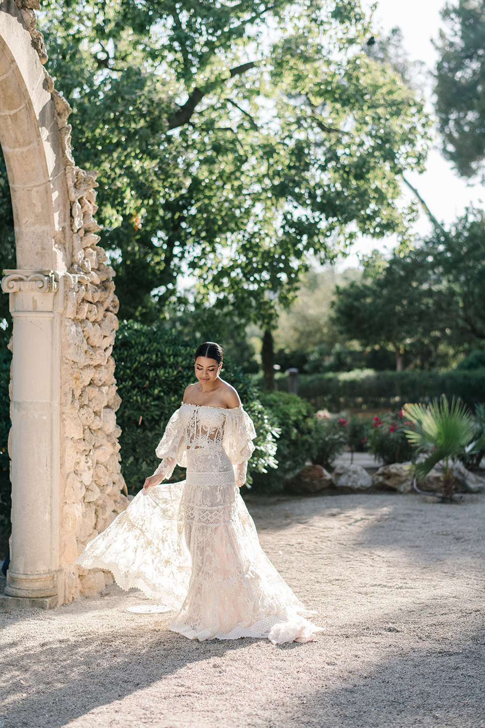 bride at luxury wedding venue  bendinat castle in mallorca